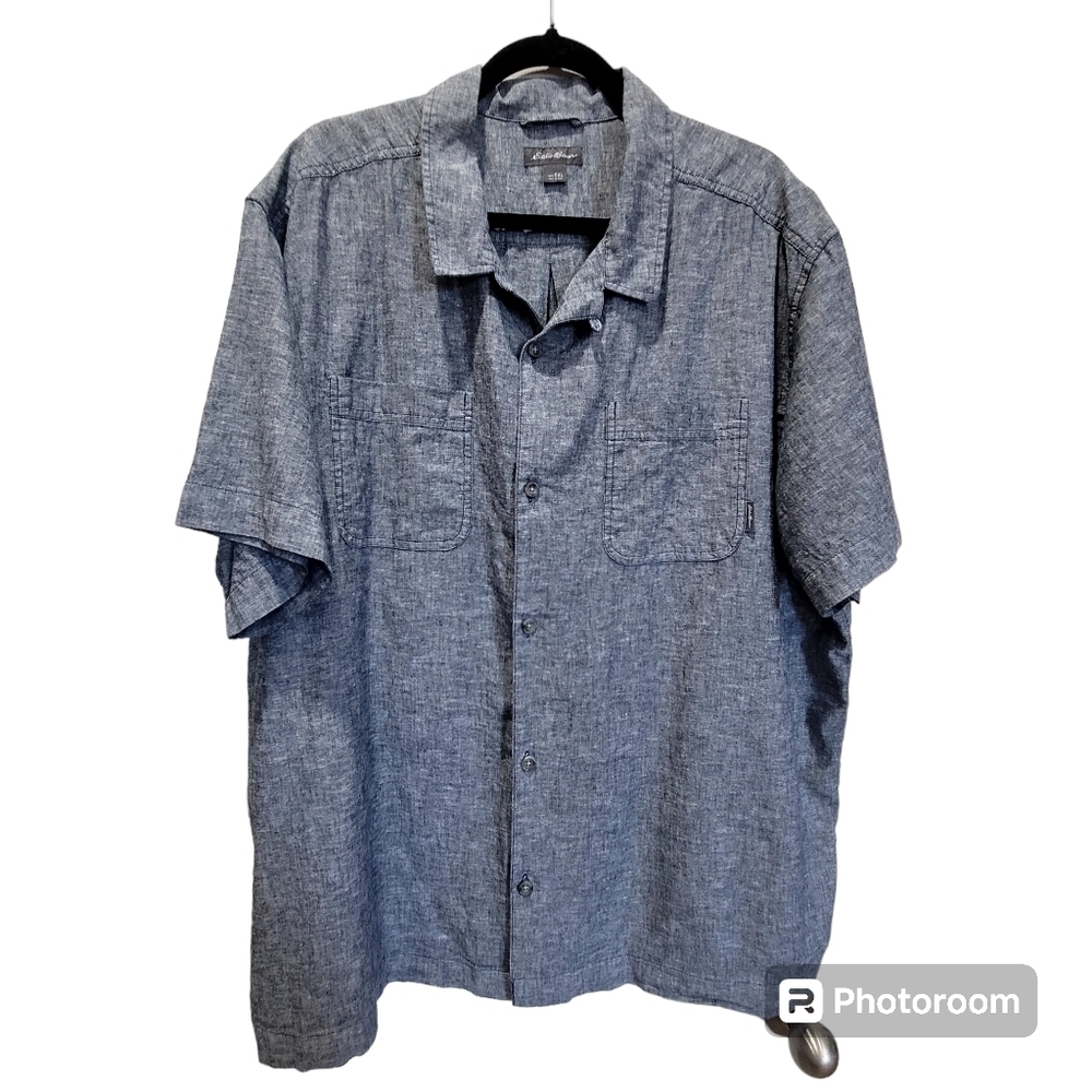 2XL Hemp Cotton Blend Men's Dress Button Up Dress Shirt Office Career